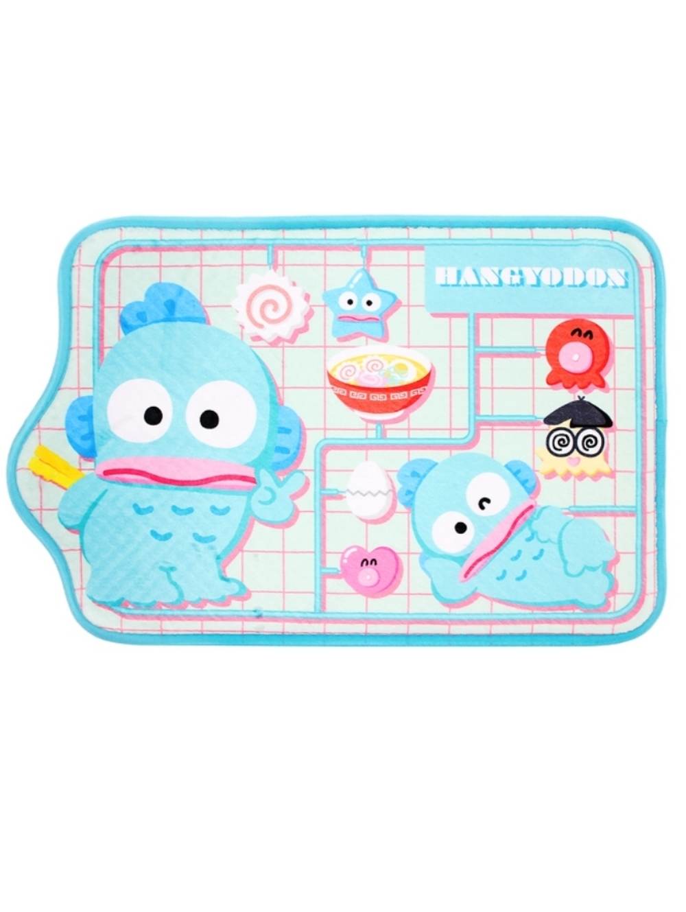 Sanrio Hangyodon Ramen themed Floor Mat Blue